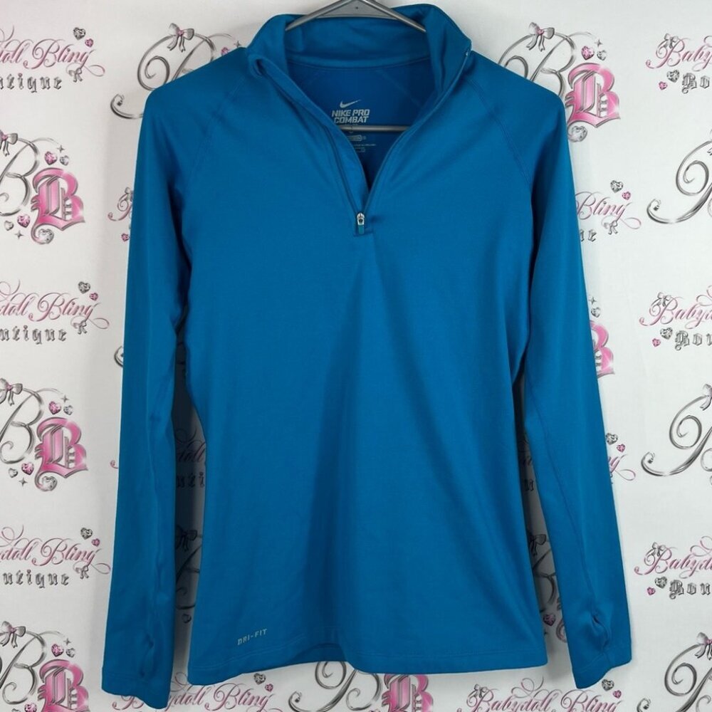 Nike sweater combat zip half zip up blue long sleeve Teal Quarter-Zip Top